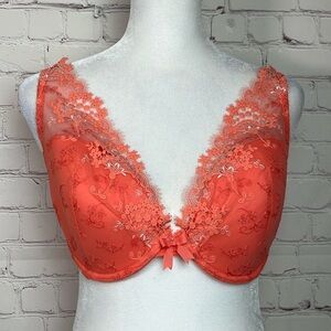 Simone Perele Lined Lace Bra in Coral